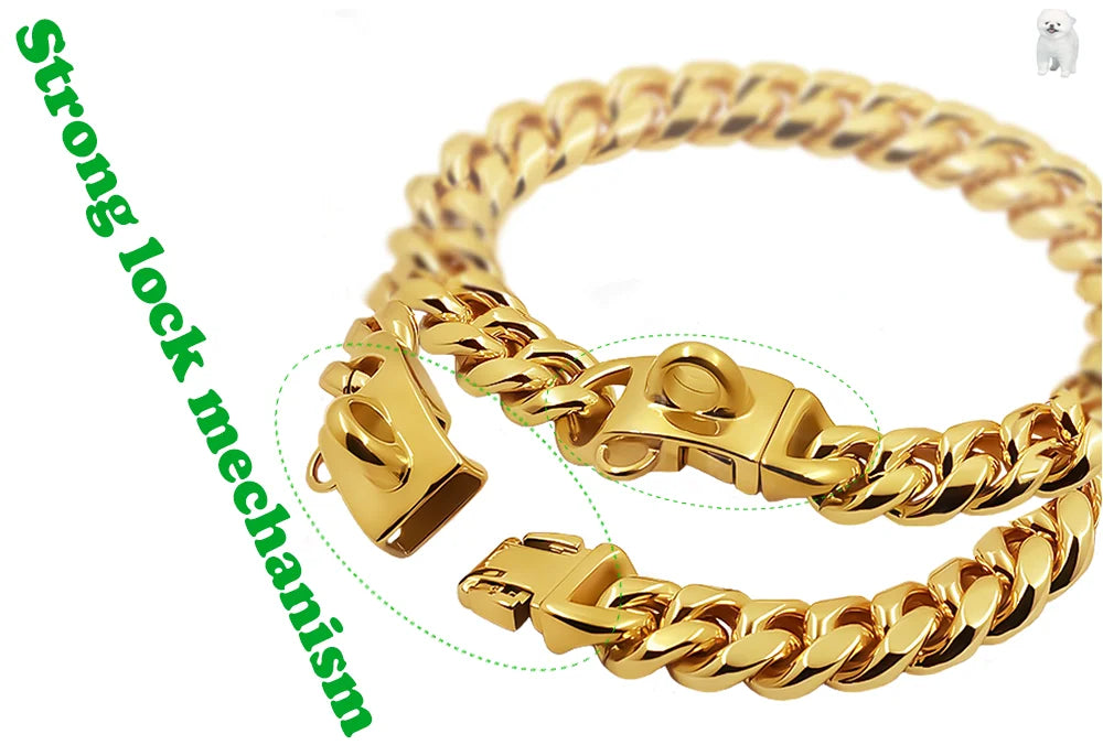 Stainless Steel Cuban Link Dog Collar