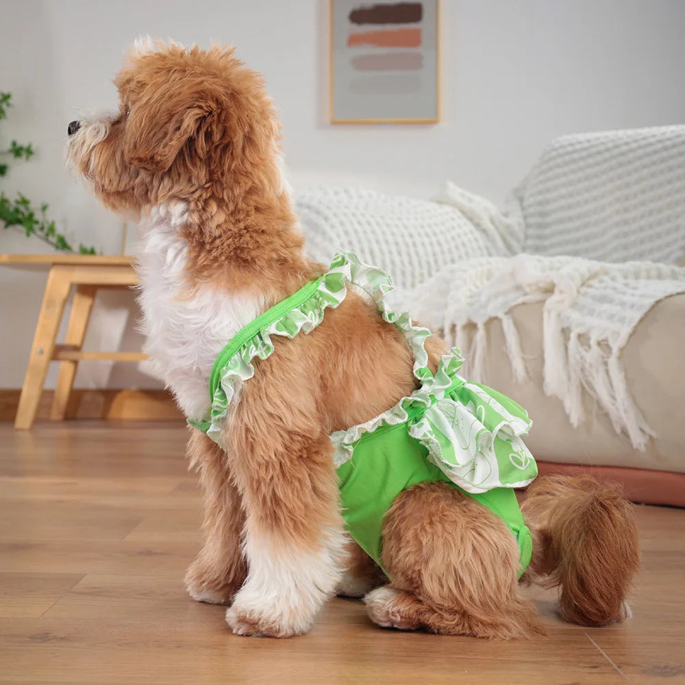 Cute Printed Reusable Dog Diaper Pants for Small Breeds