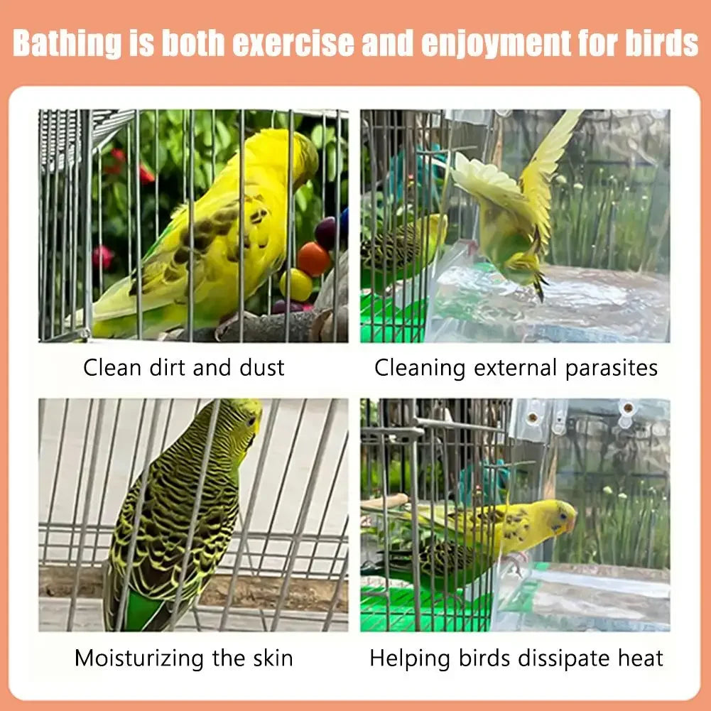 Klares, hängendes Vogelbad zur Reinigung, Hydratation und Unterstützung von Vögeln