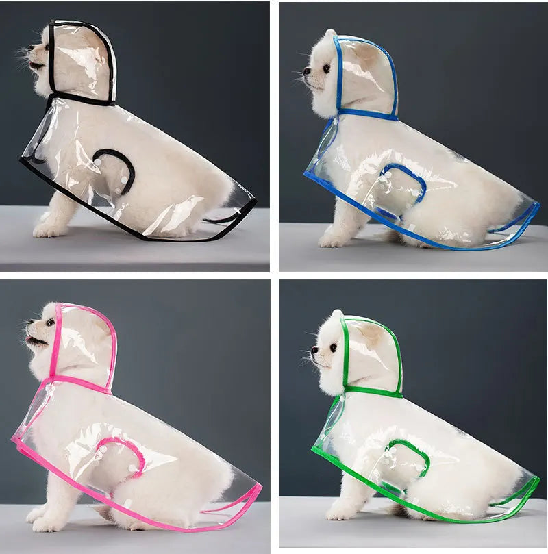 Clear Waterproof Dog Raincoat with Adjustable Hood