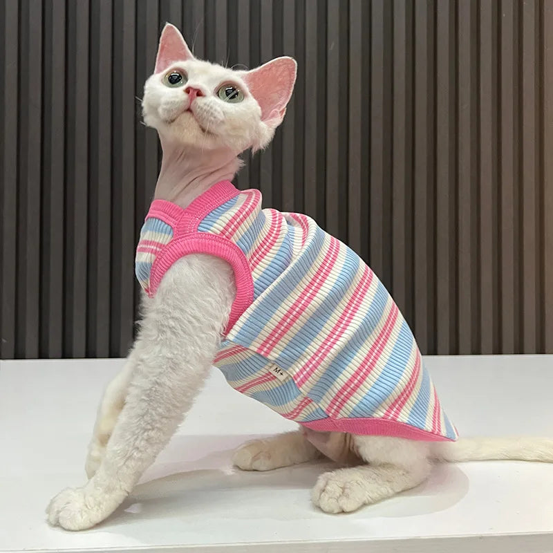 Striped Stretchy Pet Tank Top for Cats and Small Dogs