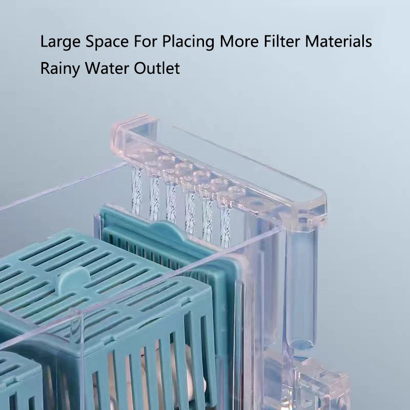 صندوق مرشح حوض السمك مثبت على الحائط مع مضخة مدمجة
