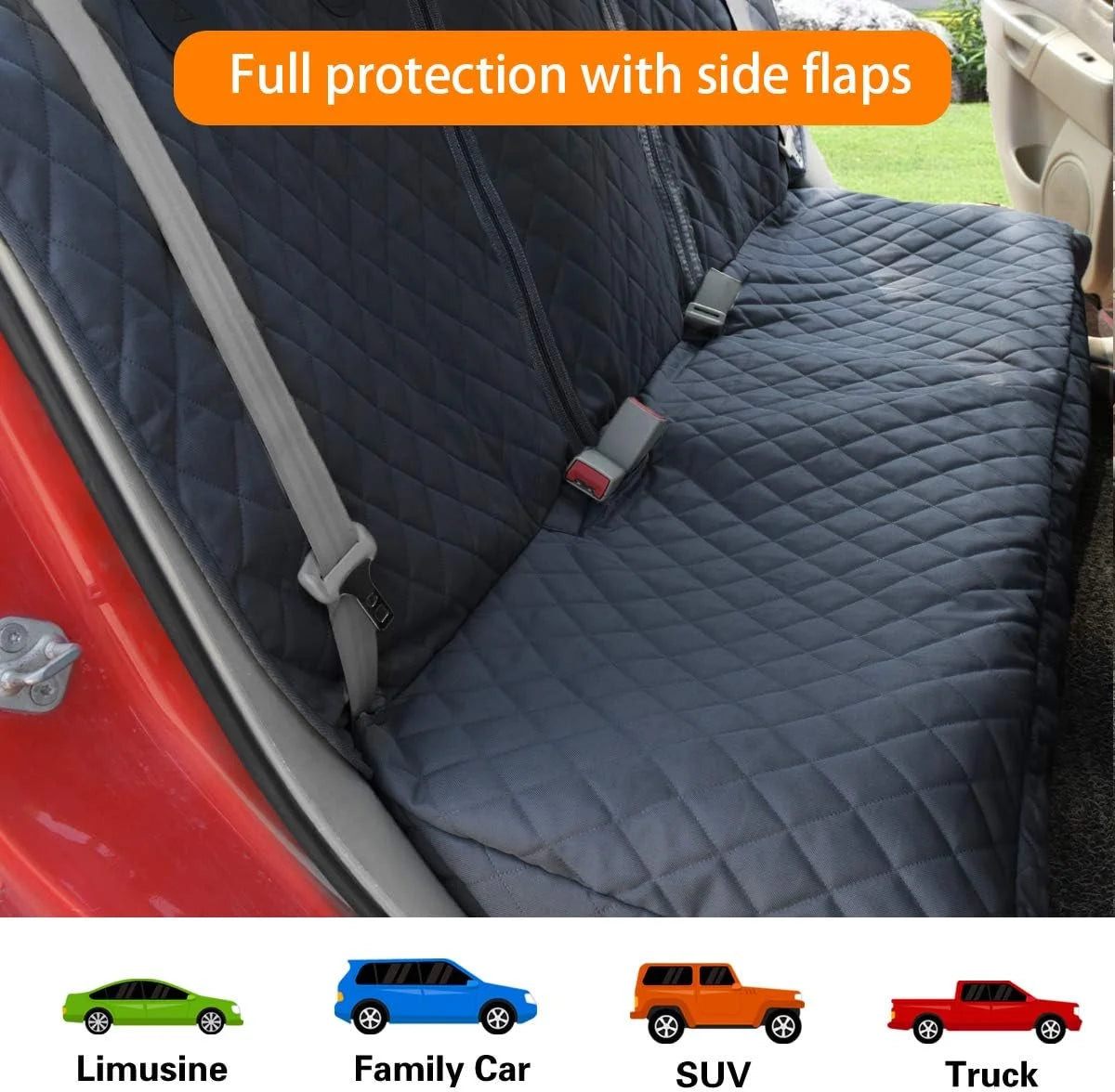 Premium Waterproof Dog Car Seat Cover with Safety Strap