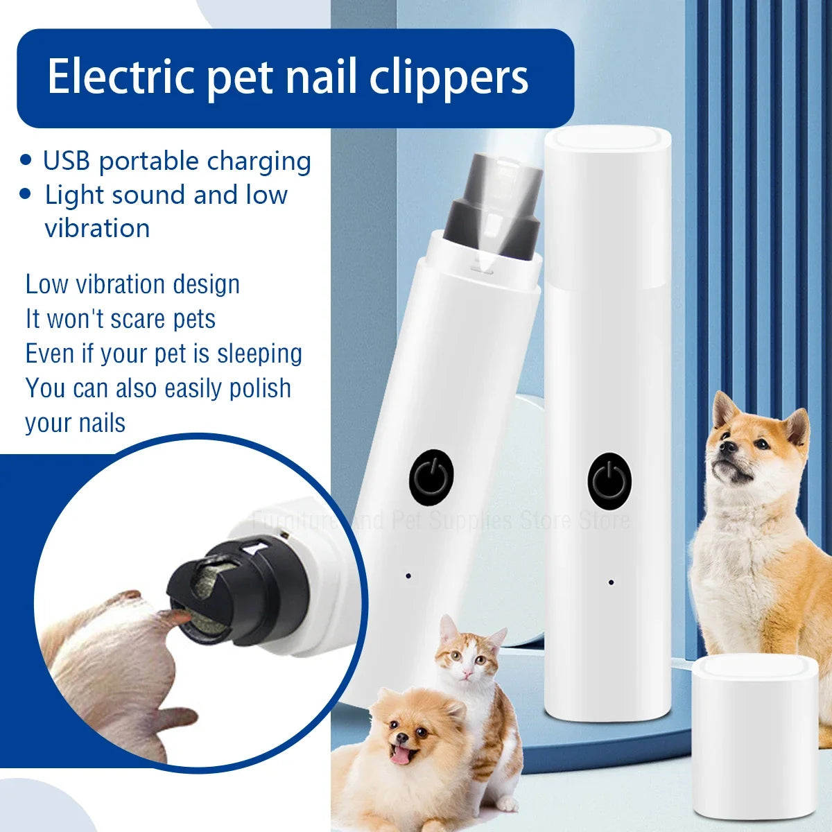 Rechargeable Electric Pet Nail Grinder with LED Light