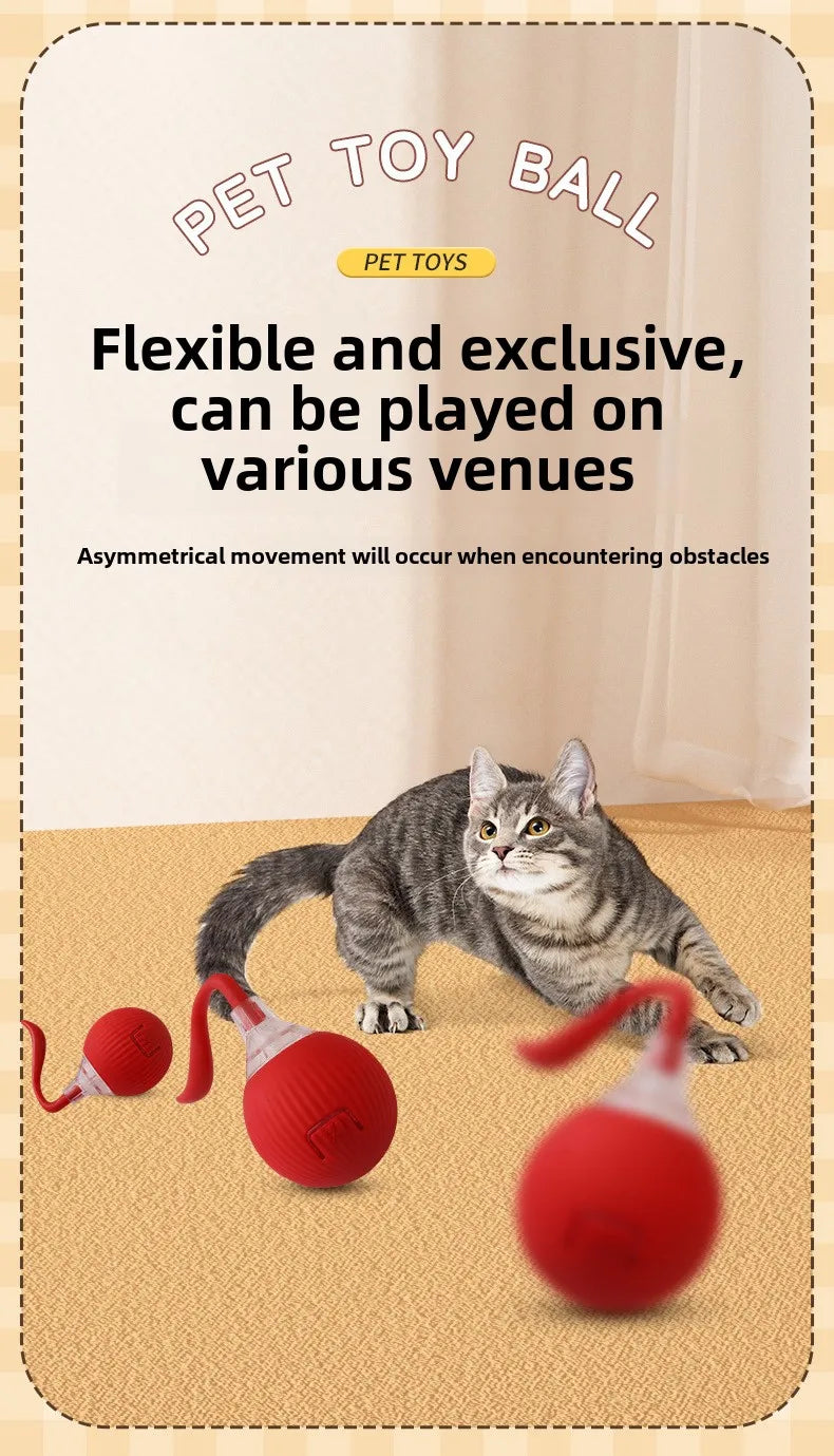 Interactive Automatic Rolling Cat Toy with Tail