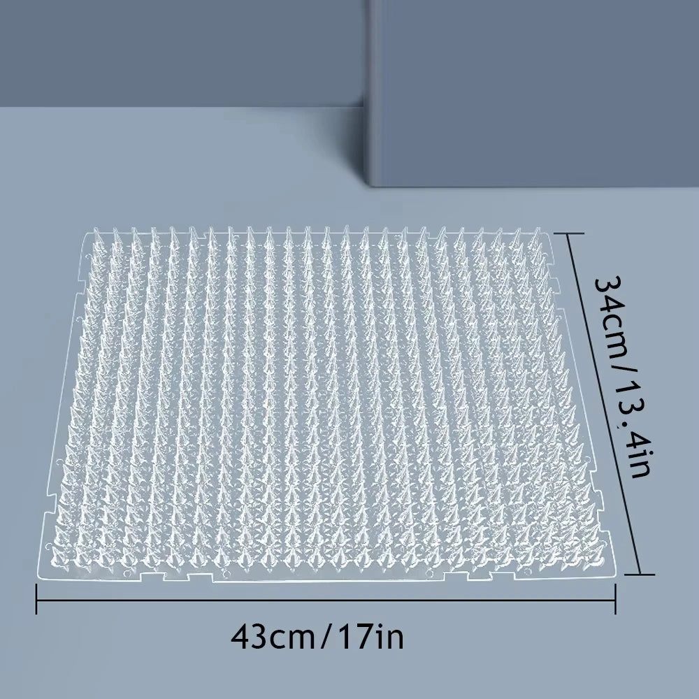 Alfombrilla transparente de disuasorio para mascotas, con dimensiones de 43x34 cm.