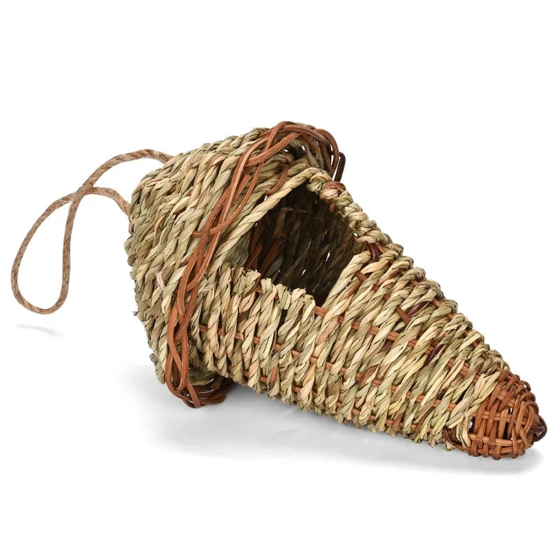 Handwoven Natural Grass Hanging Bird Nest for Small Birds