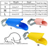 Set Silikon-Hundmasken in Größen S, M und L, mit verschiedenen Dimensionen und Anwendungswinkeln.