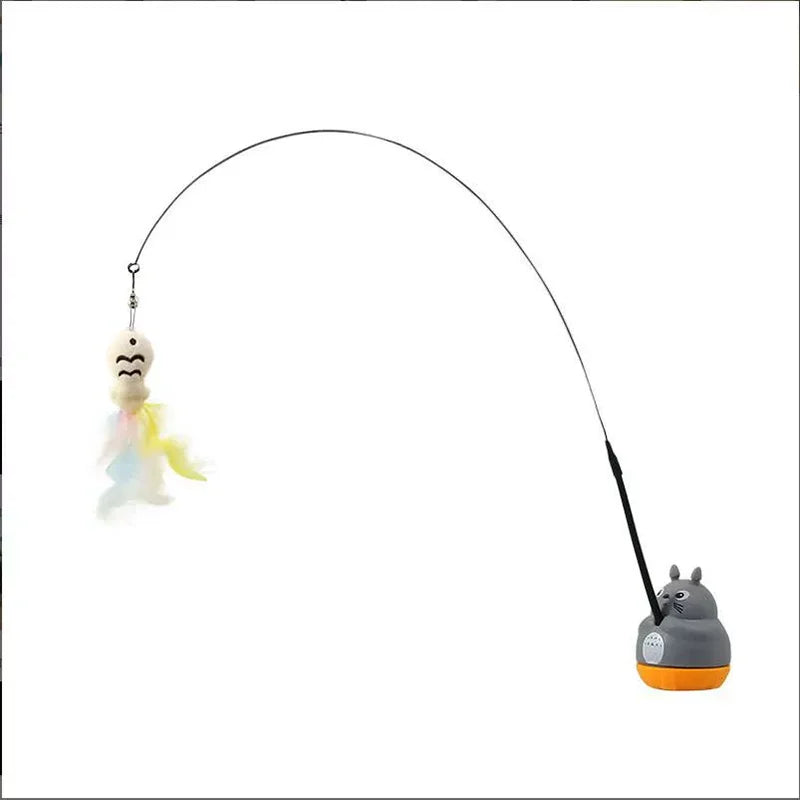 360° Rotating Feather Cat Teaser Wand with Bell
