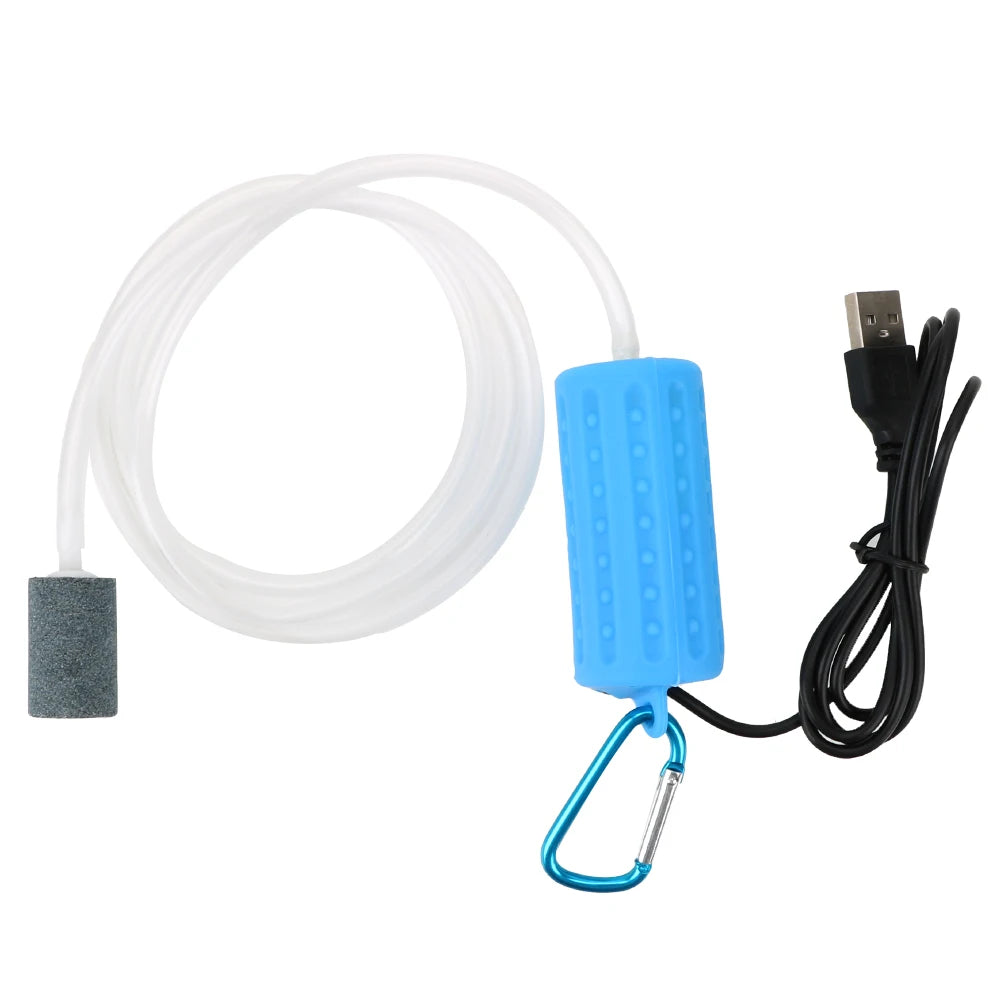 USB Mini Aquarium Air Pump with Silicone Air Stone and Tube