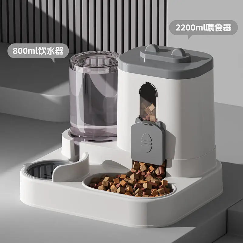 Gravity-Fed Pet Food and Water Station
