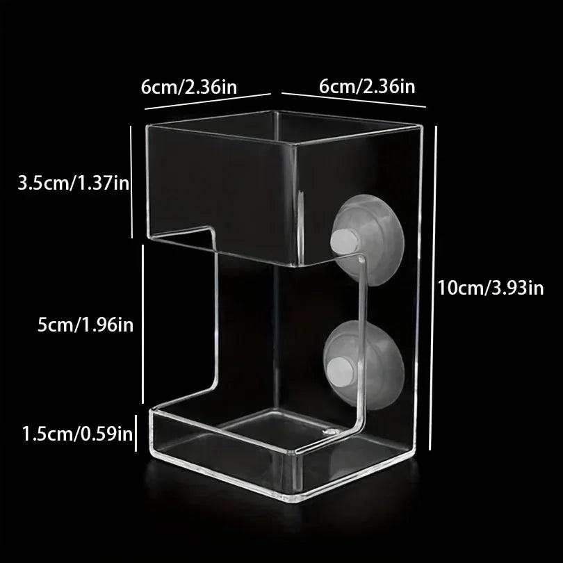 Clear acrylic aquarium fish feeder ring with multiple sized compartments and feeding holes