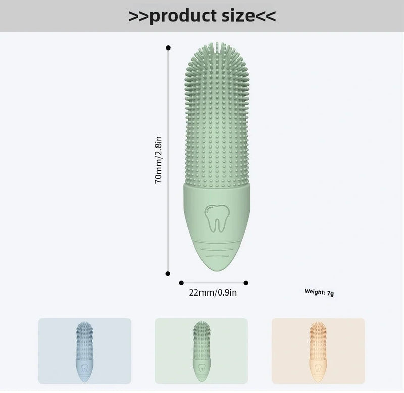 Brosse à dents en silicone 360° pour doigts, pour chiens et chats