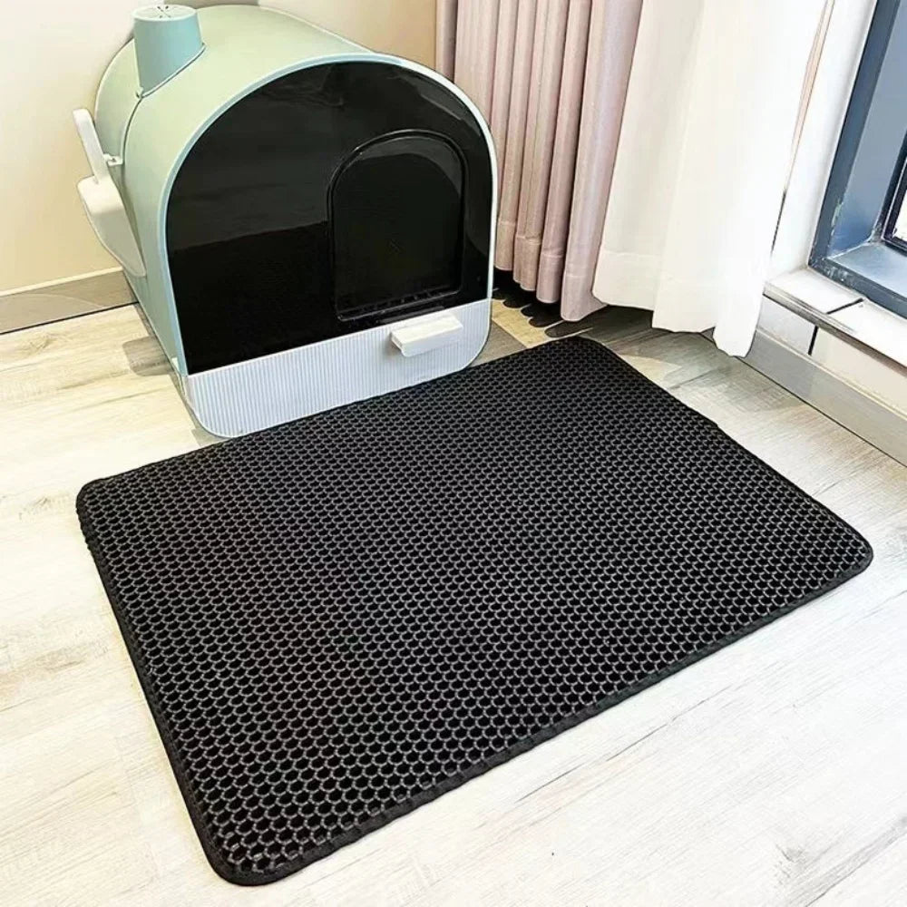 Double-Layer Waterproof Cat Litter Mat with Non-Slip Base
