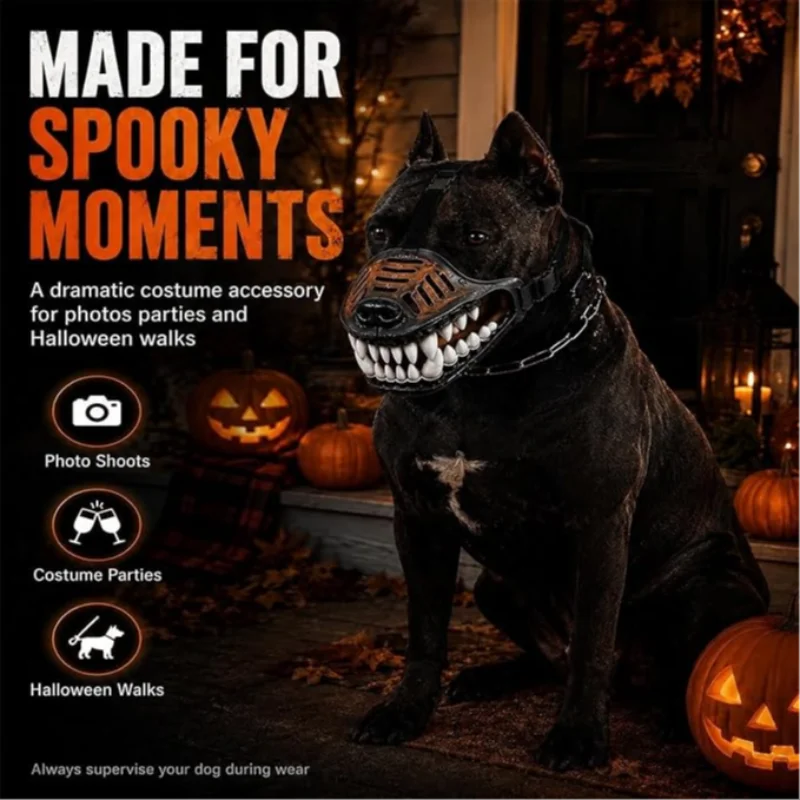 Scary Dog Muzzle Costume Mask with Fake Teeth
