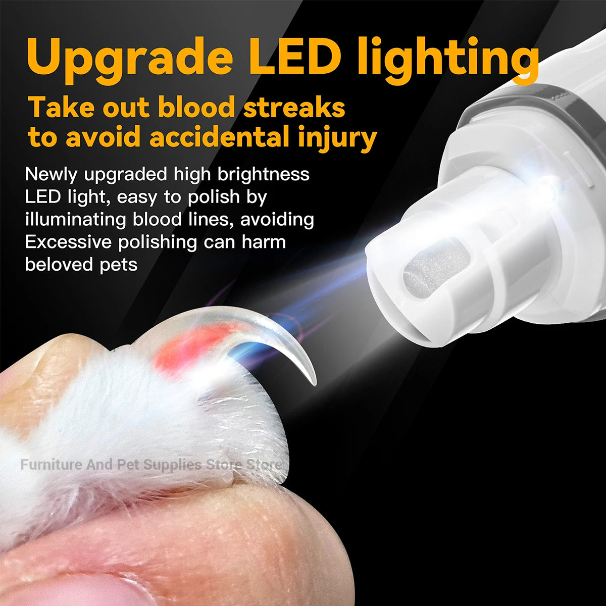Rechargeable Pet Nail Grinder with LED Light