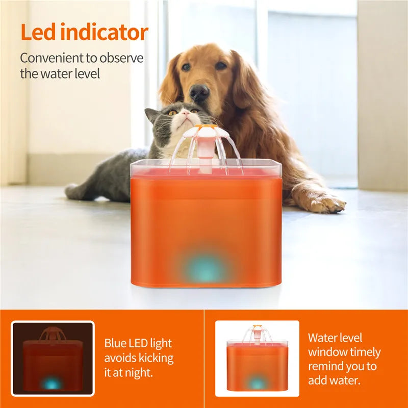 Fuente de Agua para Mascotas de 2L con Indicador LED