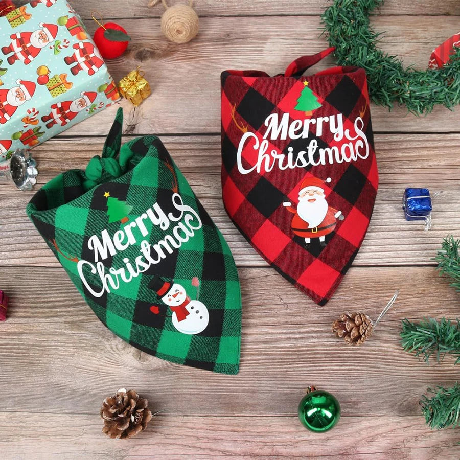 Christmas Triangle Dog Bandana Scarf with Adjustable Fit