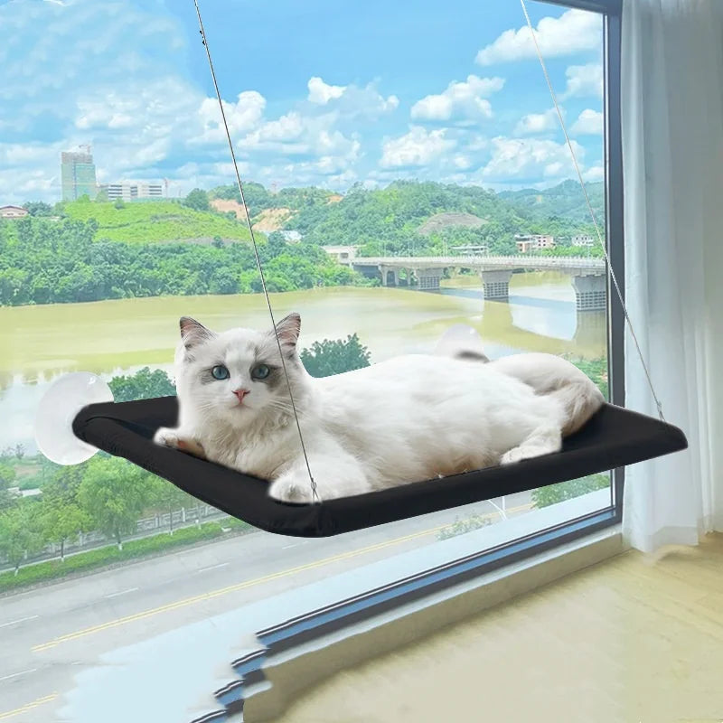 Hamac pour chat à monter sur fenêtre avec structure d'escalade