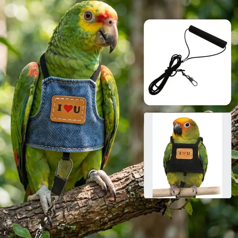 Adjustable Parrot Flying Harness with Leash for Small to Medium Birds