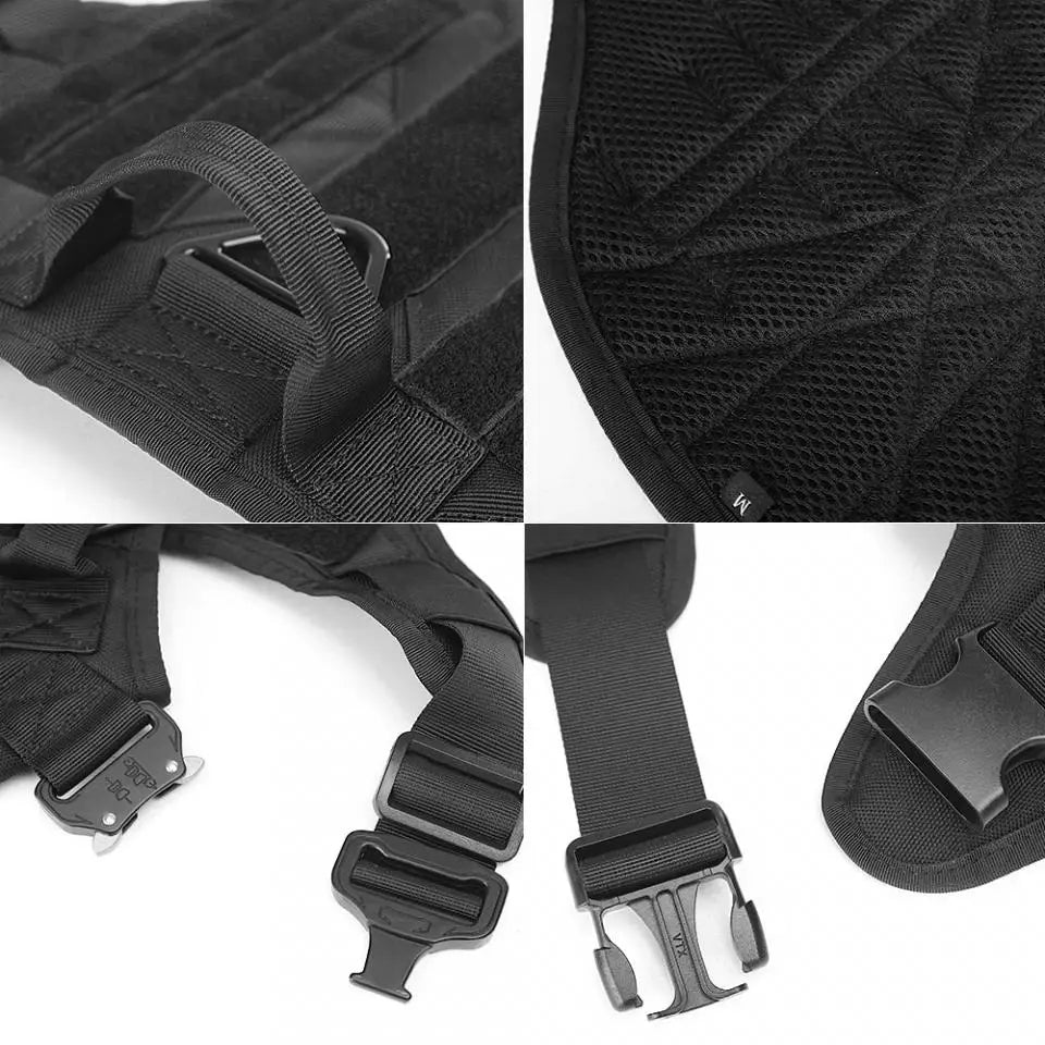 Tactical Dog Harness with MOLLE Pouches and Collar Set