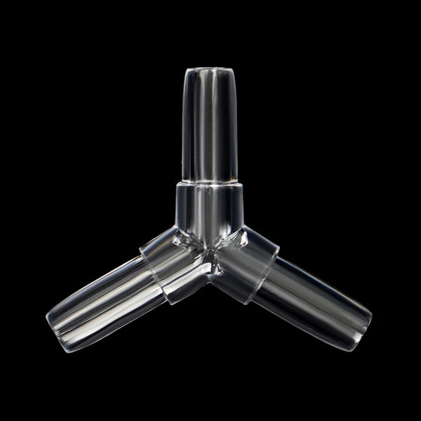 Clear acrylic tubing connectors with a flared end, designed for aquarium airline use.
