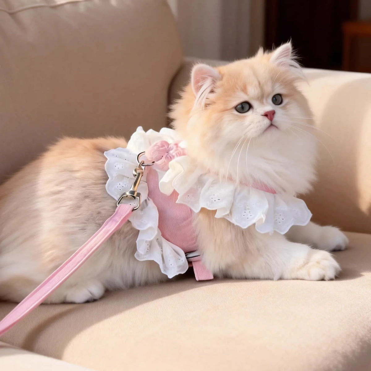 Princess Lace Pet Harness and Leash Set for Small Dogs and Cats