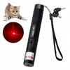 A black laser pointer pen with a flexible cable and a small device, next to a tabby kitten.