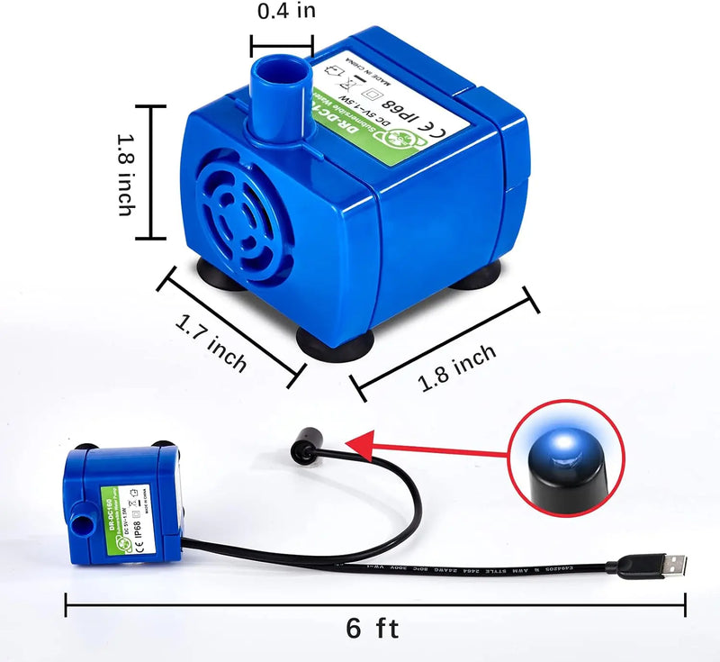 Cat Water Fountain Replacement Pump - Ultra-Quiet USB
