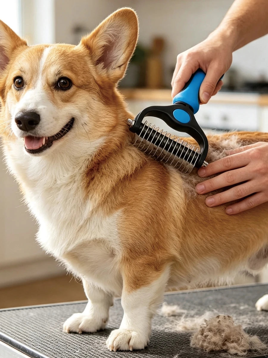 Double-Sided Undercoat Rake for Dogs and Cats