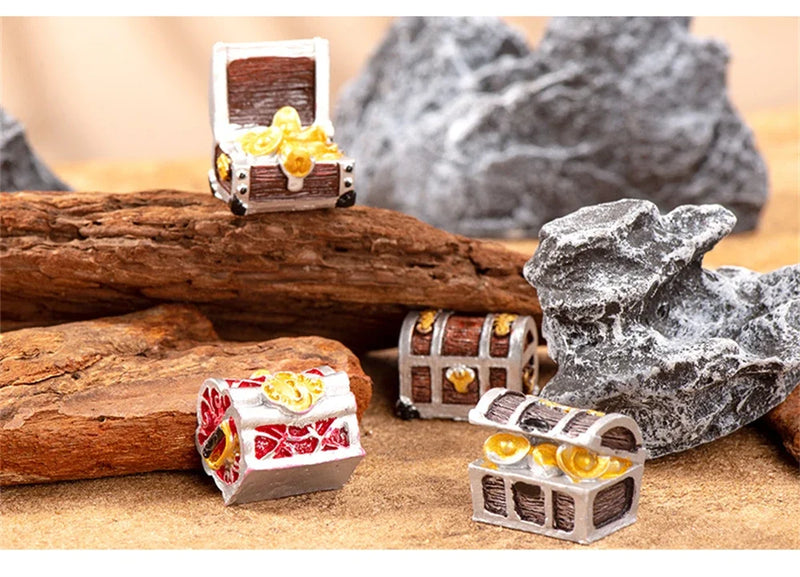 Mini Aquarium Treasure Chest Resin Ornament