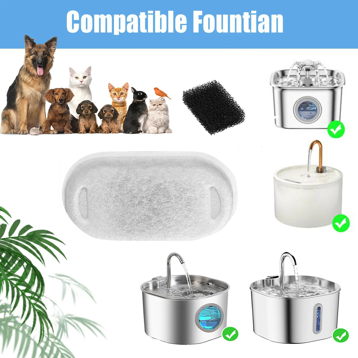 Replacement Filters for Cat Water Fountains (2.2L Compatible)