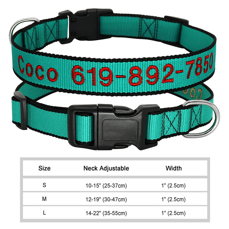 Personalisierte bestickte Nylon-Hundehalsband