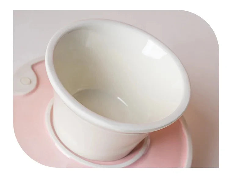 Ceramic Elevated Cat Bowl with Slow Feeder Design