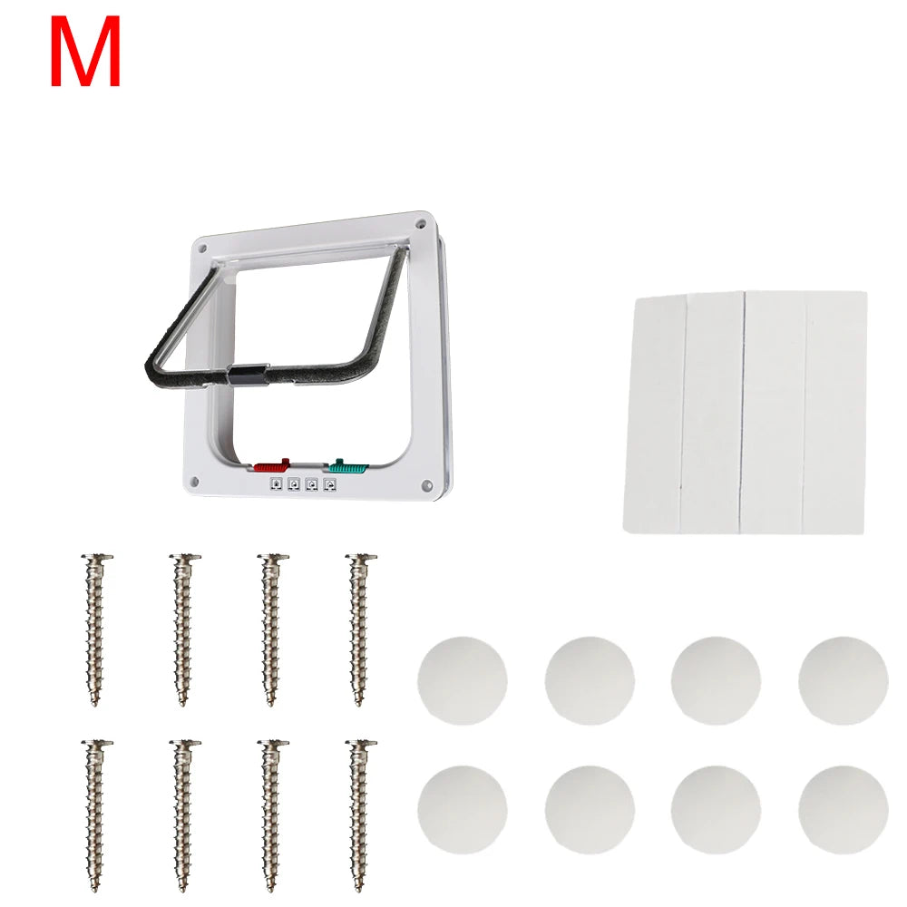 Pet Door with 4-Way Lock for Cats and Dogs - Secure, Weatherproof Flap