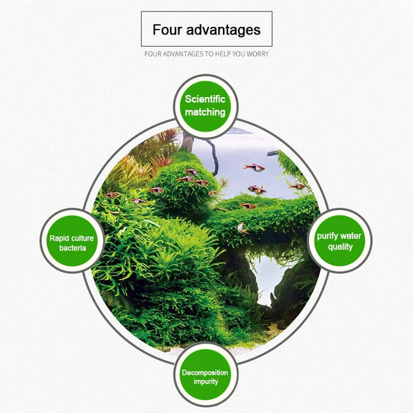 Infographic showing four advantages of activated carbon filter media including scientific matching, rapid culture bacteria, p