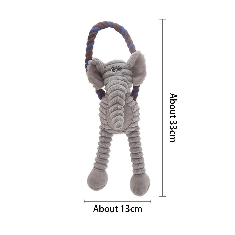 Plush Bone Squeaky Dog Toy for Teething and Play