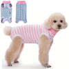 Striped Cotton Dog Recovery Suit for Post-Surgery Protection