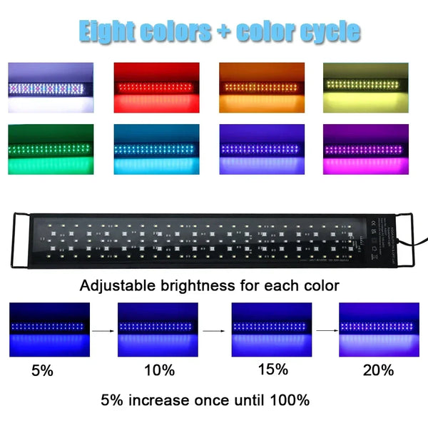 Lampe LED Aquarium Plein Spectre avec 8 Modes d'Éclairage
