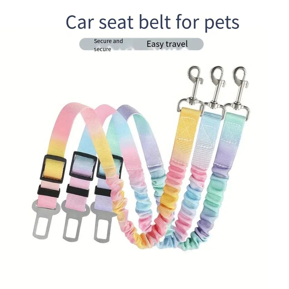 A set of colorful adjustable traction rope safety harnesses for pets, featuring secure and easy travel options.
