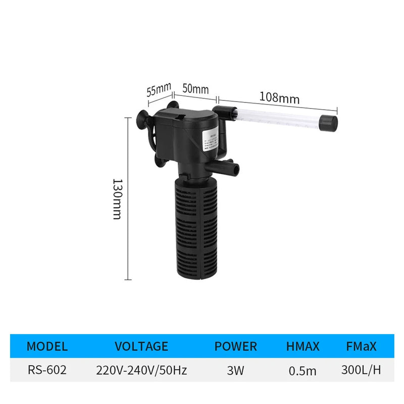 3-in-1 Silent Aquarium Filter & Pump