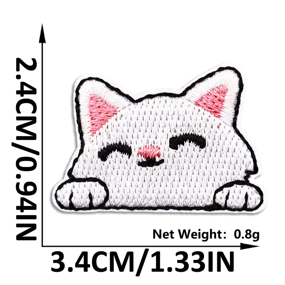 Cat Embroidered Iron-On Patch – Cute Pocket-Sized Appliqué for Clothing & Crafts