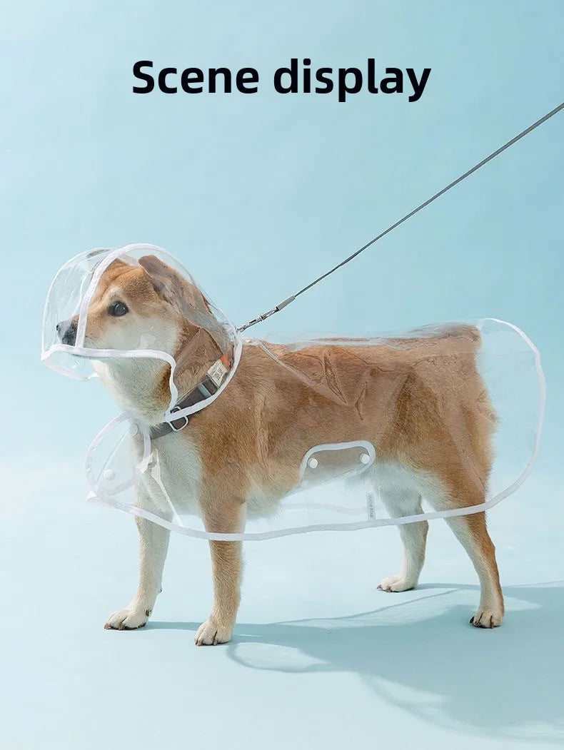 Clear Waterproof Dog Raincoat with Adjustable Hood