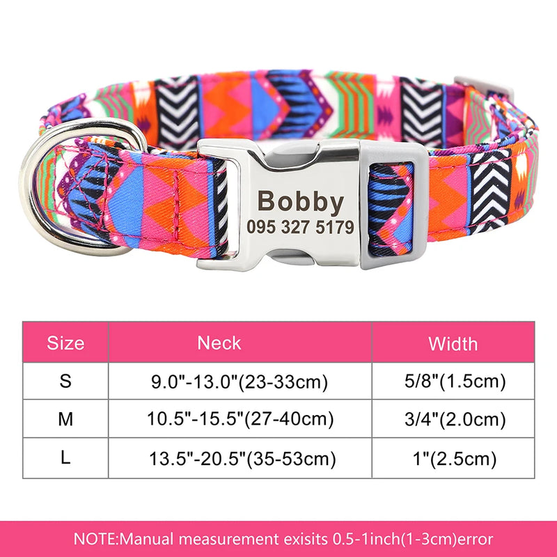 Personalisierte Nylon-Hundehalsband mit graviertem ID-Plättchen