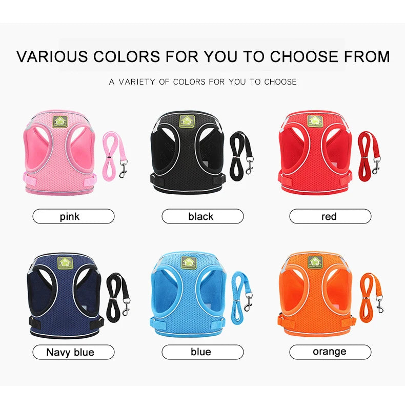 Adjustable Mesh Dog Harness Vest for Small and Medium Pets