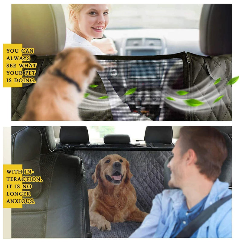 Back Seat Dog Seat Cover with Mesh Window, Waterproof, Anti-Slip