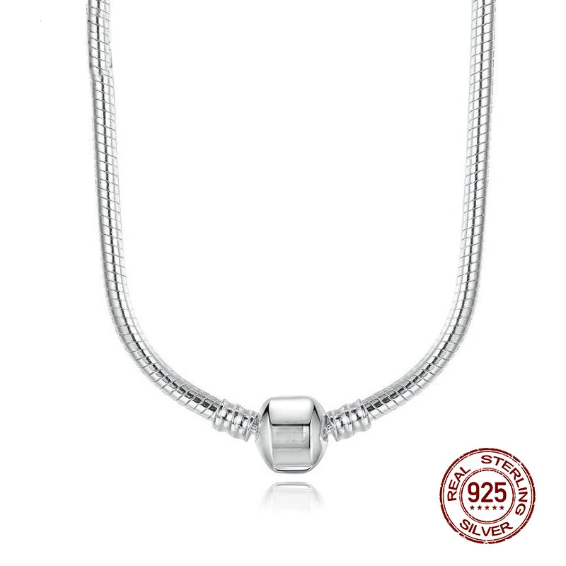 Sterling silver snake chain necklace with a heart charm