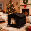 Outdoor Cat House with Heated Insulation and Raised Waterproof Base