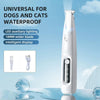 A white portable dog grooming trimmer with an intelligent display and LED lighting is shown against a light blue background.