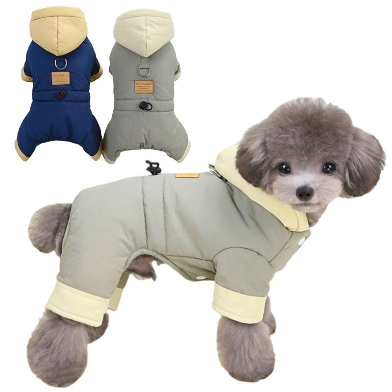 Mono de Invierno Acolchado para Perro con Capucha